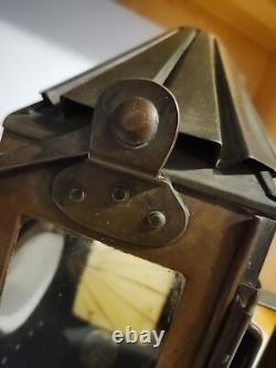 Antique Copper Police Railroad Lantern Bullseye Lens Lamp Converted to Electric