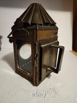 Antique Copper Police Railroad Lantern Bullseye Lens Lamp Converted to Electric