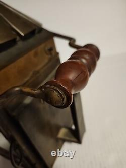 Antique Copper Police Railroad Lantern Bullseye Lens Lamp Converted to Electric