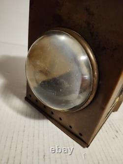 Antique Copper Police Railroad Lantern Bullseye Lens Lamp Converted to Electric
