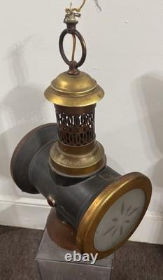 Antique Dbl Sided Railroad Lantern Lamp