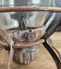 Antique Delaware & Hudson Railroad Dressel Lantern Cast Script Globe DHCo