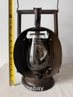 Antique Dietz Acme Inspector Railroad Lantern Fitzall Globe, Reflector Hood