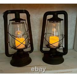 Antique Dietz Monarch Railroad Oil Lantern Pair Tubular Kerosene Lamps