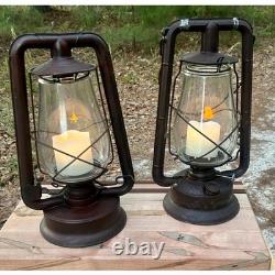Antique Dietz Monarch Railroad Oil Lantern Pair Tubular Kerosene Lamps