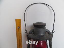 Antique Dietz New York Central Line Ruby Embossed Shade Railroad Lantern