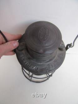 Antique Dietz New York Central Line Ruby Embossed Shade Railroad Lantern