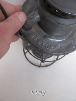 Antique Dietz New York Central Line Ruby Embossed Shade Railroad Lantern