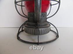 Antique Dietz New York Central Line Ruby Embossed Shade Railroad Lantern
