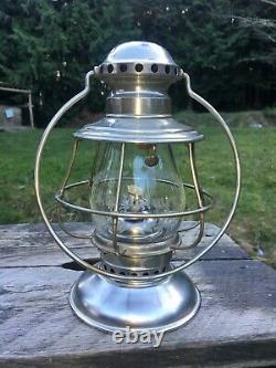 Antique Dietz Railroad Conductor Lantern Clear Etched Globe Nickel Plated BB