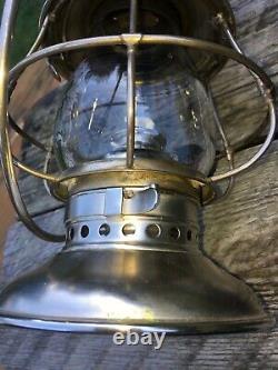 Antique Dietz Railroad Conductor Lantern Clear Etched Globe Nickel Plated BB