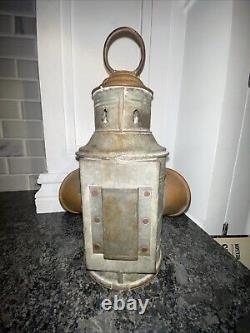 Antique Dietz Twin Bullseye Lamp Lantern Railroad Nautical Blue & Red Glass Lens