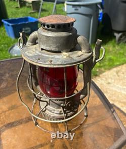 Antique Dietz Vesta railroad brakeman's lantern featuring a