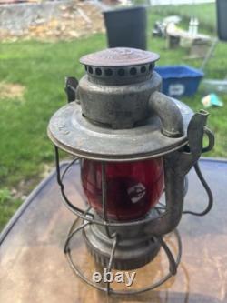 Antique Dietz Vesta railroad brakeman's lantern featuring a