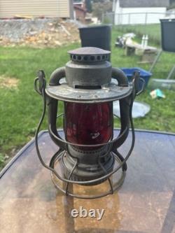 Antique Dietz Vesta railroad brakeman's lantern featuring a