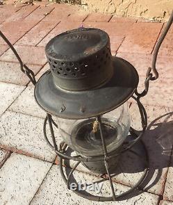 Antique Dietz no. 39 Vulcan railroad lantern with double guard