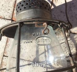 Antique Dietz no. 39 Vulcan railroad lantern with double guard