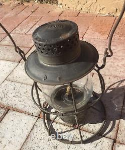 Antique Dietz no. 39 Vulcan railroad lantern with double guard