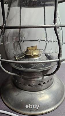 Antique Dietz no. 6 Bell Bottom Railroad Lantern w New York Central Vast Globe