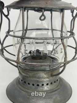 Antique Dietz no. 6 Bell bottom Railroad lantern w New York central cast globe