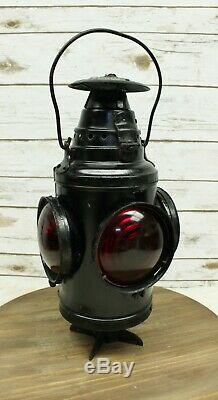 Antique Dressel 4 Way Kerosene Railroad Train Caboose Switch Signal Lantern Lamp