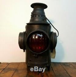 Antique Dressel 4-Way Red Green Railroad Switch Signal Lantern, Rutland Railway