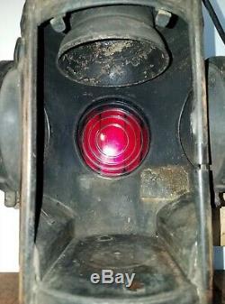 Antique Dressel 4-Way Red Green Railroad Switch Signal Lantern, Rutland Railway
