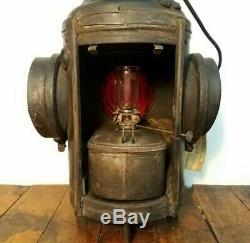 Antique Dressel 4-Way Red Green Railroad Switch Signal Lantern, Rutland Railway