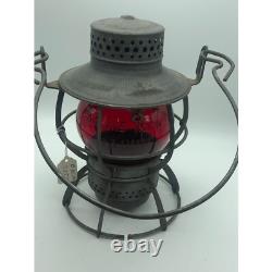 Antique Dressel Arlington B & ORR etched Red Globe Railroad Lantern