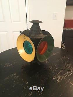 Antique Dressel Arlington, NJ 4-way Railroad RR Signal Light Lantern