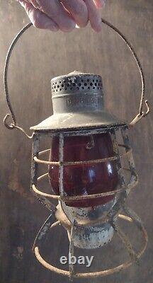 Antique Dressel Manufacturing Corp. D&H Red Glass Chimney Railroad Lantern