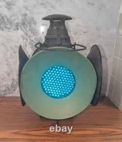 Antique Dressel Railroad Switch Signal Lamp Complete w Cats Eye Lenses & Chimney