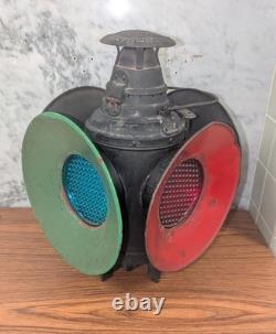 Antique Dressel Railroad Switch Signal Lamp Complete w Cats Eye Lenses & Chimney