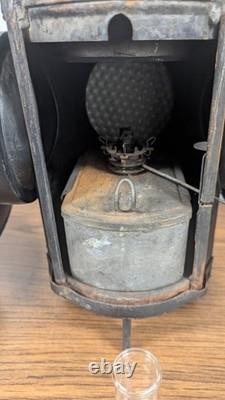 Antique Dressel Railroad Switch Signal Lamp Complete w Cats Eye Lenses & Chimney