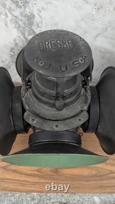 Antique Dressel Railroad Switch Signal Lamp Complete w Cats Eye Lenses & Chimney