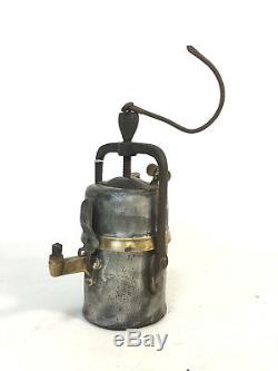 Antique Early Unusual Carbide Lamp PREMIER England Railway Inspectors Lantern