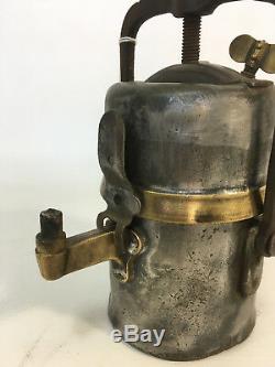 Antique Early Unusual Carbide Lamp PREMIER England Railway Inspectors Lantern