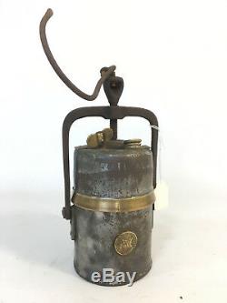 Antique Early Unusual Carbide Lamp PREMIER England Railway Inspectors Lantern