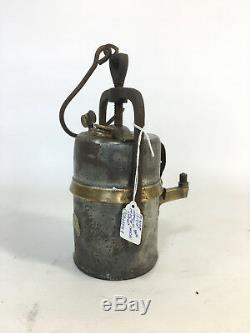 Antique Early Unusual Carbide Lamp PREMIER England Railway Inspectors Lantern