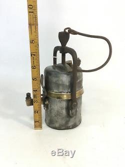 Antique Early Unusual Carbide Lamp PREMIER England Railway Inspectors Lantern