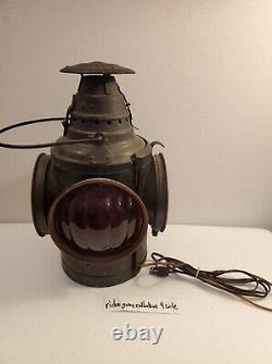 Antique Electrified Dressel NJ Railroad Caboose 4-Way Switch Lantern Lamp Signal