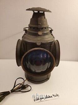 Antique Electrified Dressel NJ Railroad Caboose 4-Way Switch Lantern Lamp Signal