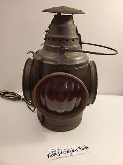 Antique Electrified Dressel NJ Railroad Caboose 4-Way Switch Lantern Lamp Signal