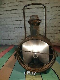 Antique French SNCF Railway Train Locomotive Head Light Oil Lantern Lamp Desk