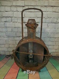 Antique French SNCF Railway Train Locomotive Head Light Oil Lantern Lamp Desk