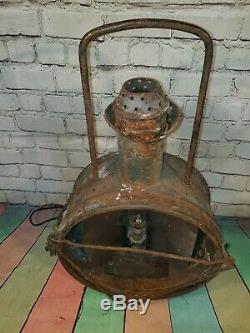 Antique French SNCF Railway Train Locomotive Head Light Oil Lantern Lamp Desk