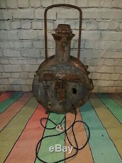 Antique French SNCF Railway Train Locomotive Head Light Oil Lantern Lamp Desk