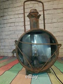 Antique French SNCF Railway Train Locomotive Head Light Oil Lantern Lamp Desk