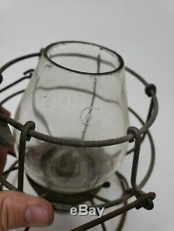 Antique Frisco Tall Railroad Lantern Clear Etched Frisco in Shield Globe Handlan
