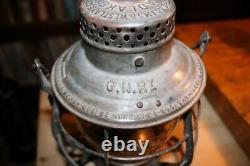 Antique GNRY Great Northern Railway LANTERN Adams Westlake EMBOSSED Tall Globe